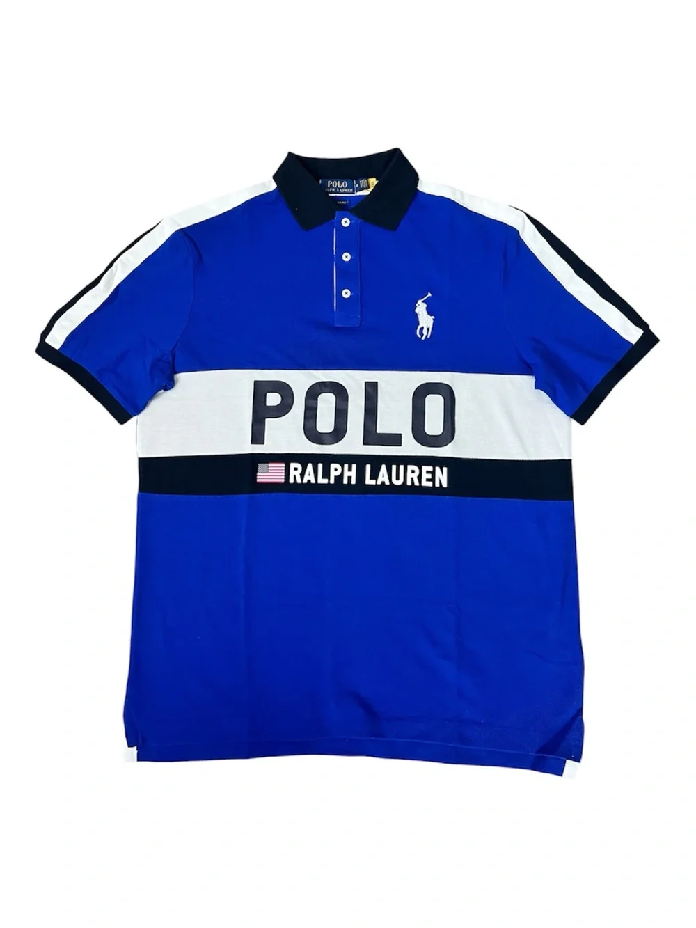 Polo by Ralph Lauren Royal Blue, White & Black Block Logo Polo
